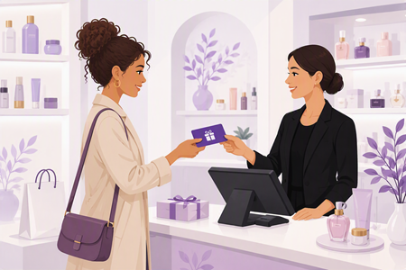 Illustration d’utilisation d’une carte cadeau Marionnaud en boutique