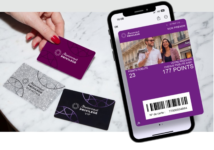Image de l'application mobile Marionnaud montrant la carte de fidélité version Mobile