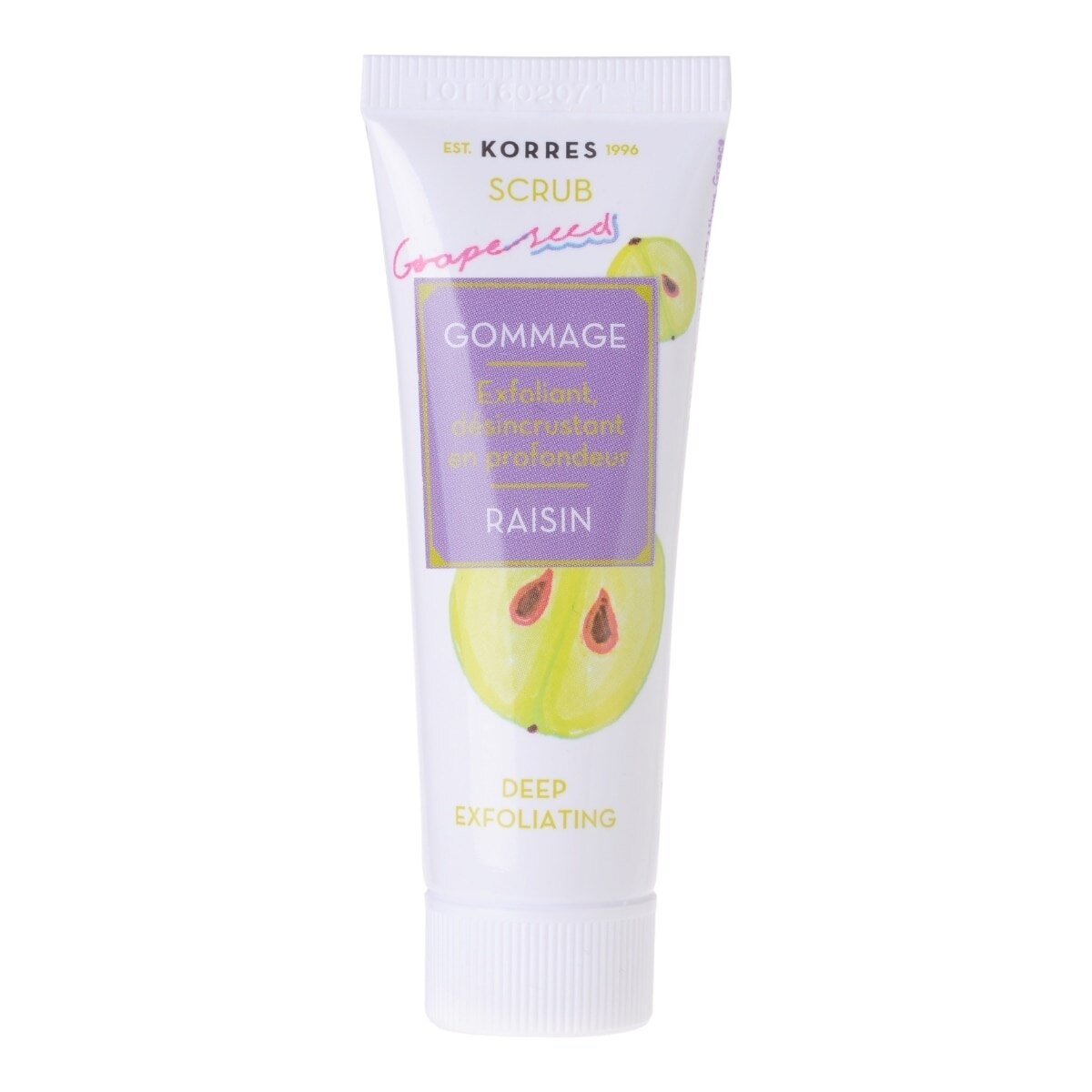 KORRES,
BEAUTY SHOTS
Gommage exfoliant, désincrustant en profondeur Raisin