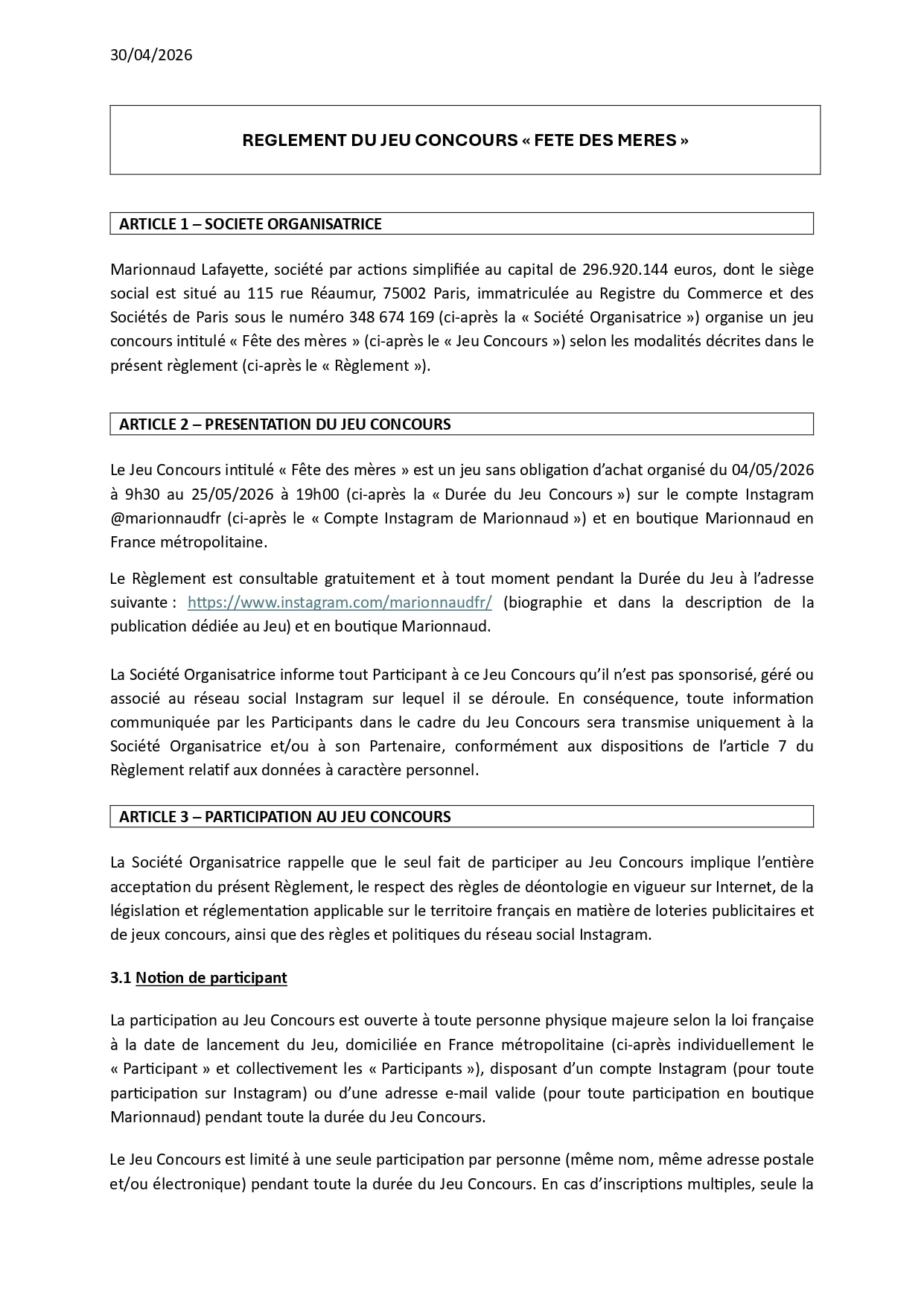 REGLEMENT