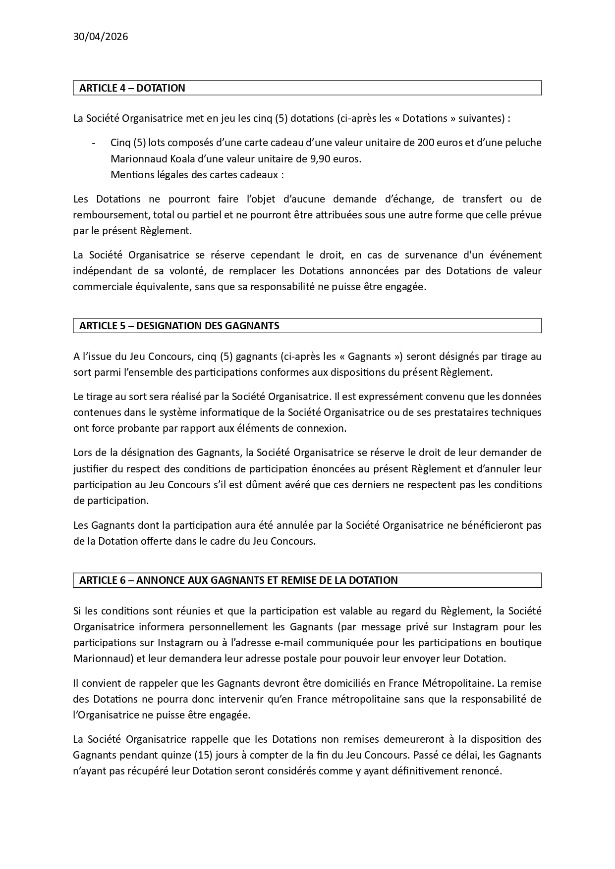 REGLEMENT
