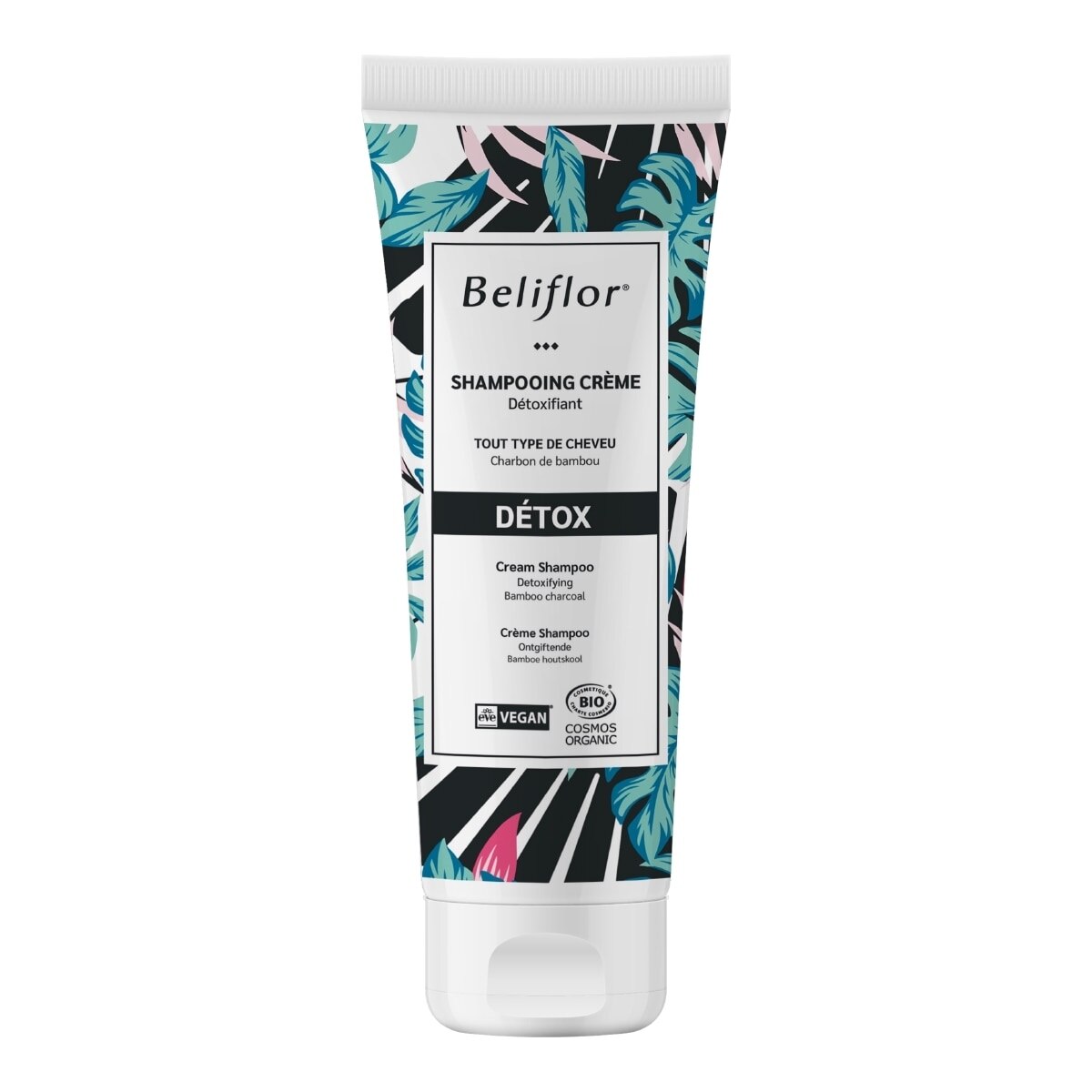 BELIFLOR, DETOX, Shampooing crème charbon de bambou cosmos organic & Vegan