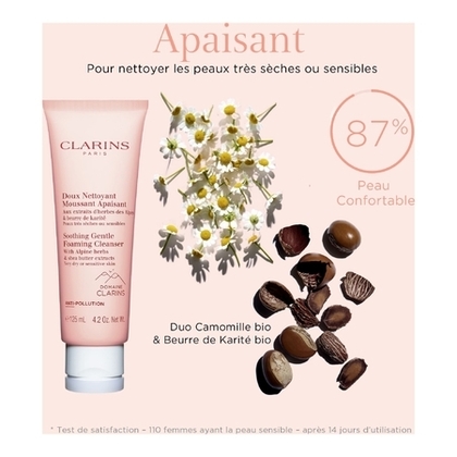 125ML Clarins SOINS DEMAQUILLANTS Doux nettoyant moussant apaisant peaux très sèches ou sensibles  1 of 4 