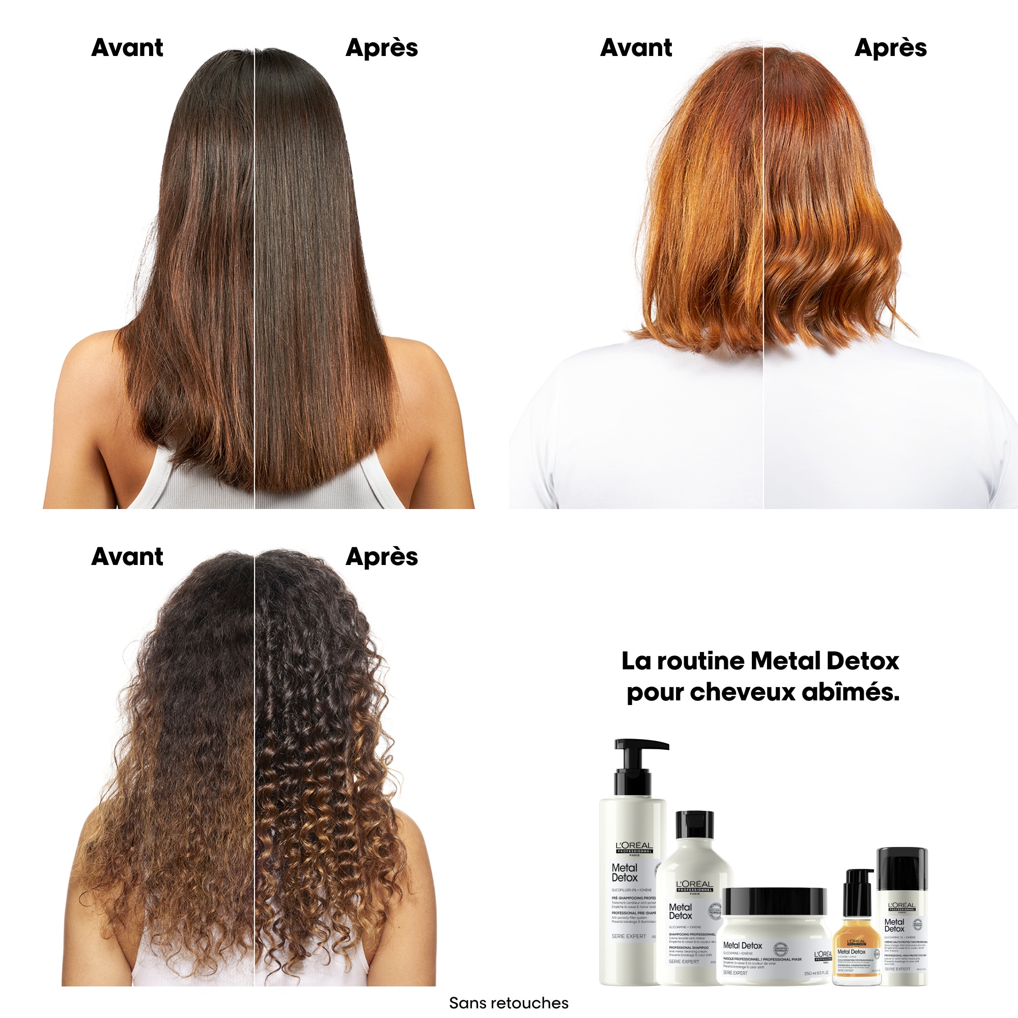 Shampooing anti-métal pour cheveux sensiblisés et cassants.