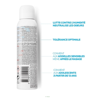 150ML LA ROCHE POSAY DÉODORANT PHYSIOLOGIQUE Déodorant 48h anti-odeurs anti-humidité peaux sensibles  1 of 4 