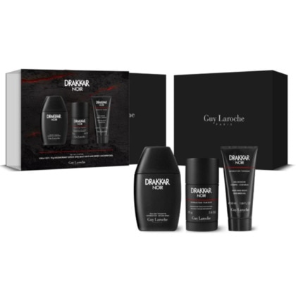  Guy Laroche DRAKKAR NOIR Coffret eau de toilette + gel douche + déodorant  1 of 1 