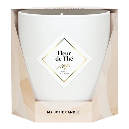  MY JOLIE CANDLE BOUGIE BIJOU Bougie collier or billes beige fleur de the les essentielles  1 of 2 