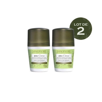 100ML SANOFLORE DEODORANTS Lot de 2 déodorants roll-on anti-traces 24h citrus  1 of 3 