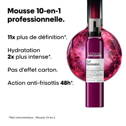 Crème-en-mousse 10-en-1 sans rinçage avec protection thermique
