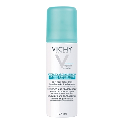 VICHY - V Hypoallergenique Déodorant 48h Anti-traces Jaune Et Blanches Sans Effet Carton - 125ml