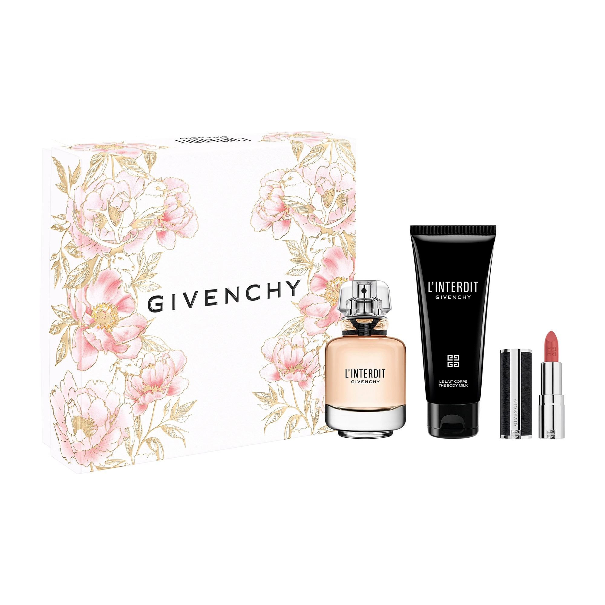  GIVENCHY L'INTERDIT Coffret - eau de parfum + lait corps + mini le rouge interdit intense silk  Coffret - eau de parfum + lait corps + mini le rouge interdit intense silk