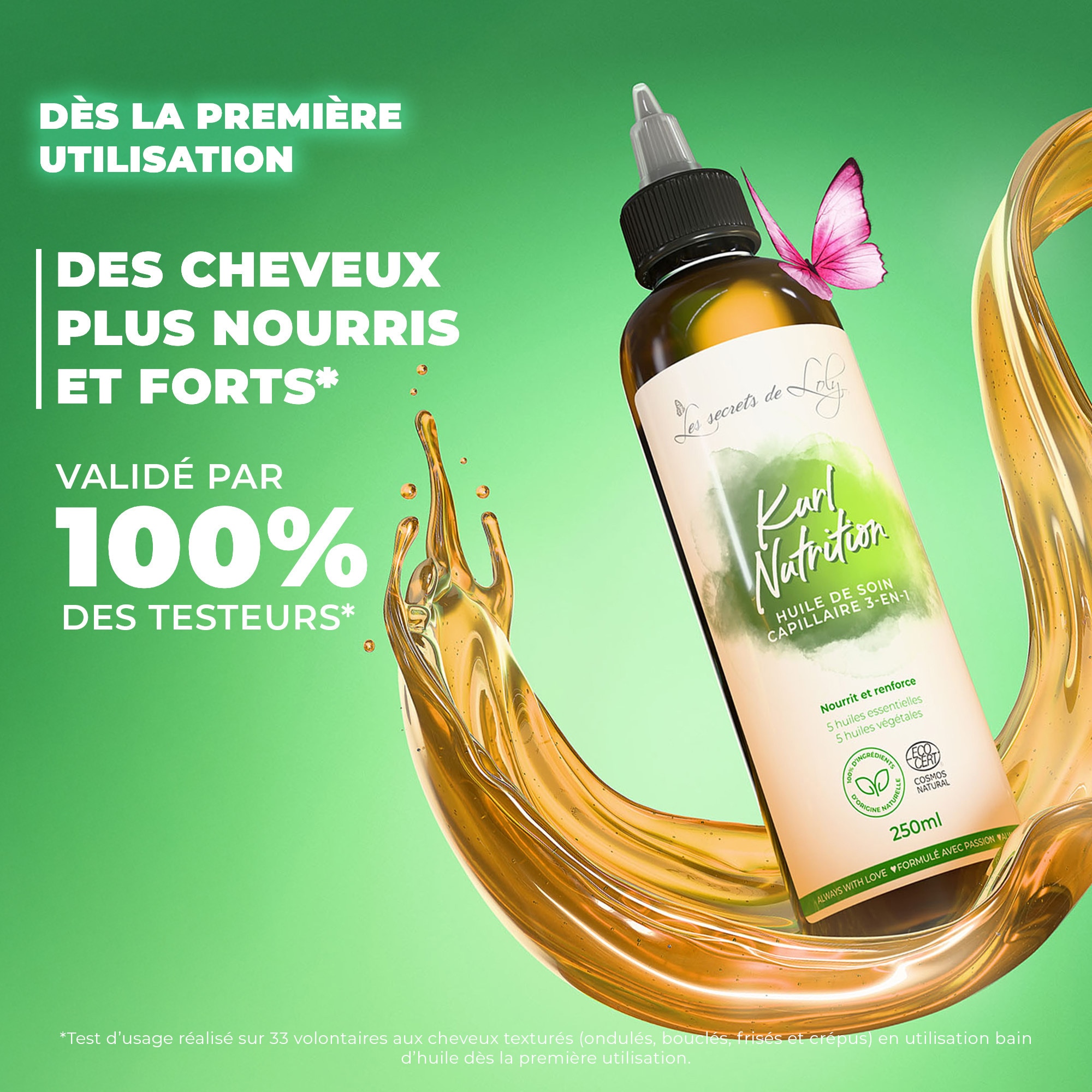 250ml LES SECRETS DE LOLY KURL NUTRITION Huile de soin capillaire 3-en-1  1 of 4 