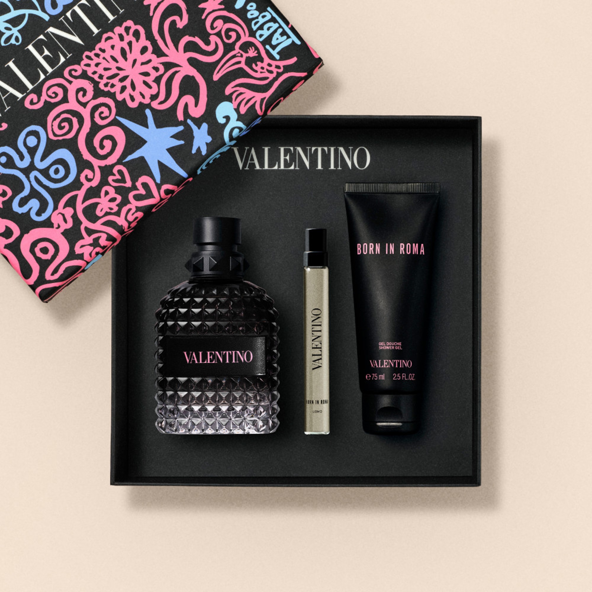  Valentino BORN IN ROMA UOMO Coffret - eau de toilette + gel douche + format voyage  1 of 4 