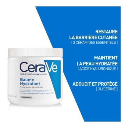 454G CERAVE CERAVE Baume hydratant 48h visage & corps peaux sèches à très sèches  1 of 4 