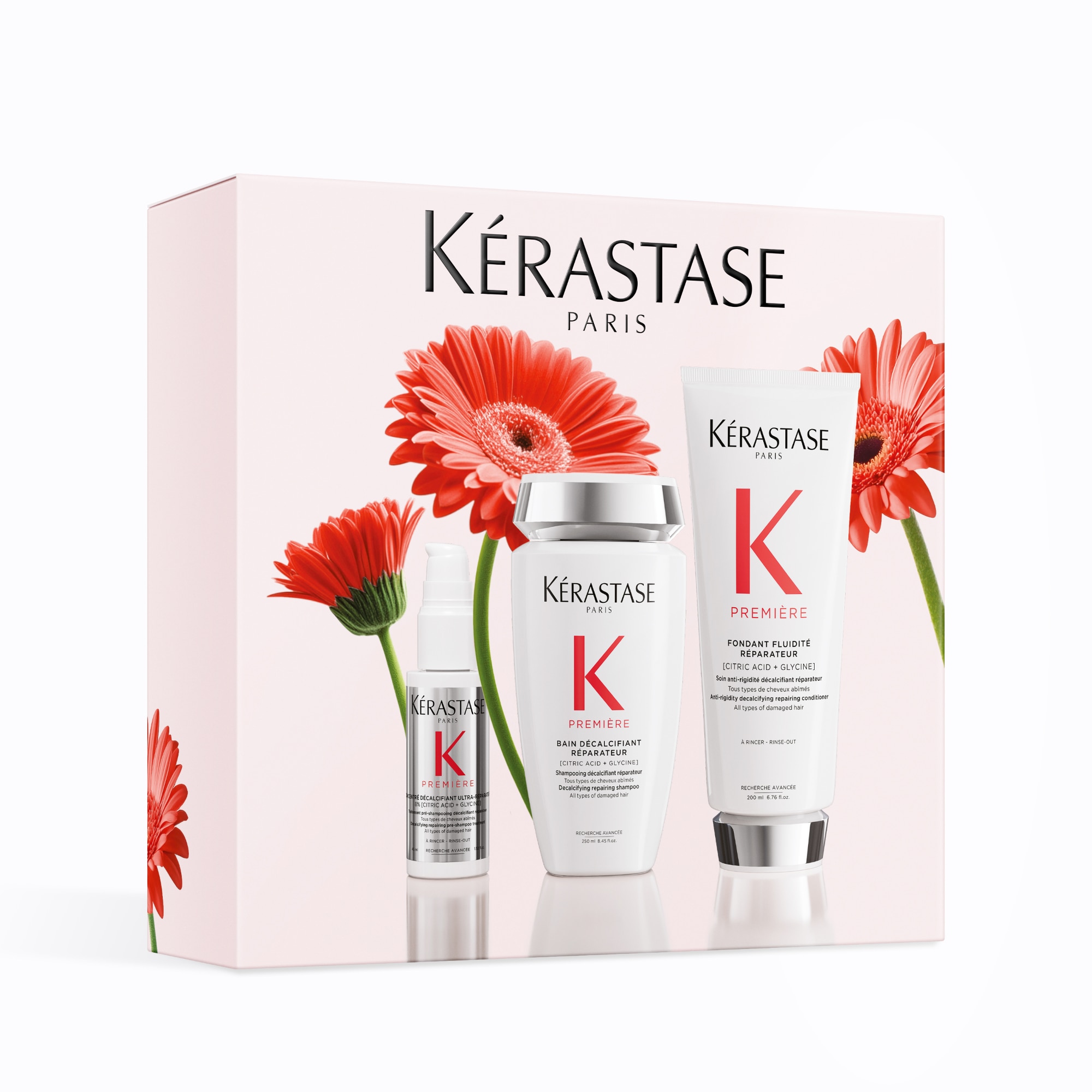 Kérastase - Premiere - Coffret - Trio Traitement Pré-shampoing, Shampoing + Soin Pour Cheveux Abîmés