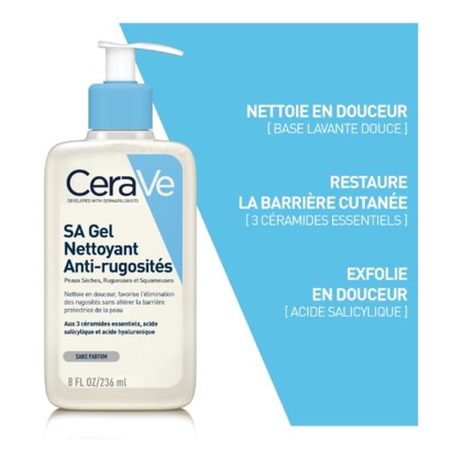 236ML CERAVE SA ANTI-RUGOSITÉS Gel nettoyant corps peaux sèches & rugueuses  1 of 4 