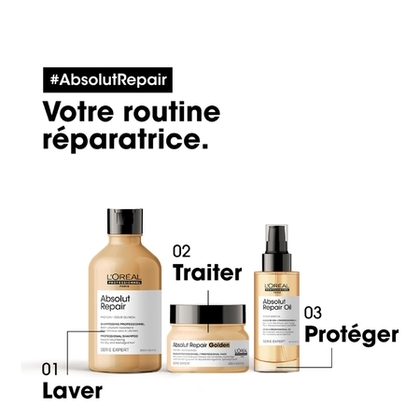Masque restructurant doré pour cheveux abîmés
