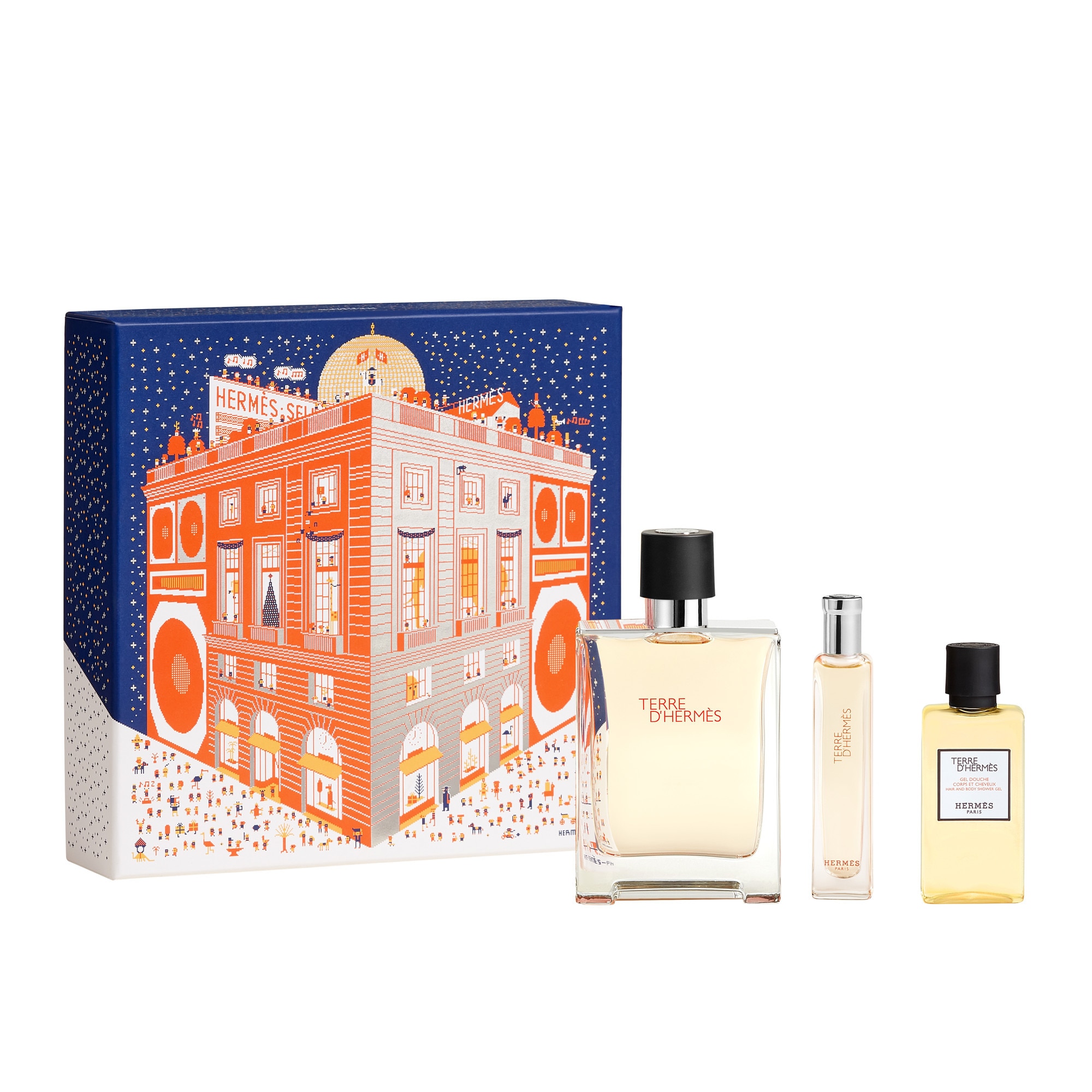  Hermès TERRE D'HERMÈS Coffret eau de toilette + miniature + gel douche corps&cheveux 