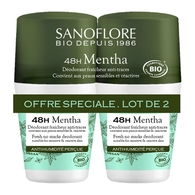 100ML SANOFLORE DEODORANTS Lot 2 déodorants 48h Mentha sans sels d'aluminium sans alcool certifié Bio  1 of 2 