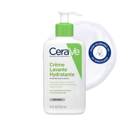 236ML CERAVE CRÈME LAVANTE HYDRATANTE Crème lavante hydratante visage & corps peaux sèches à très sèches  1 of 4 