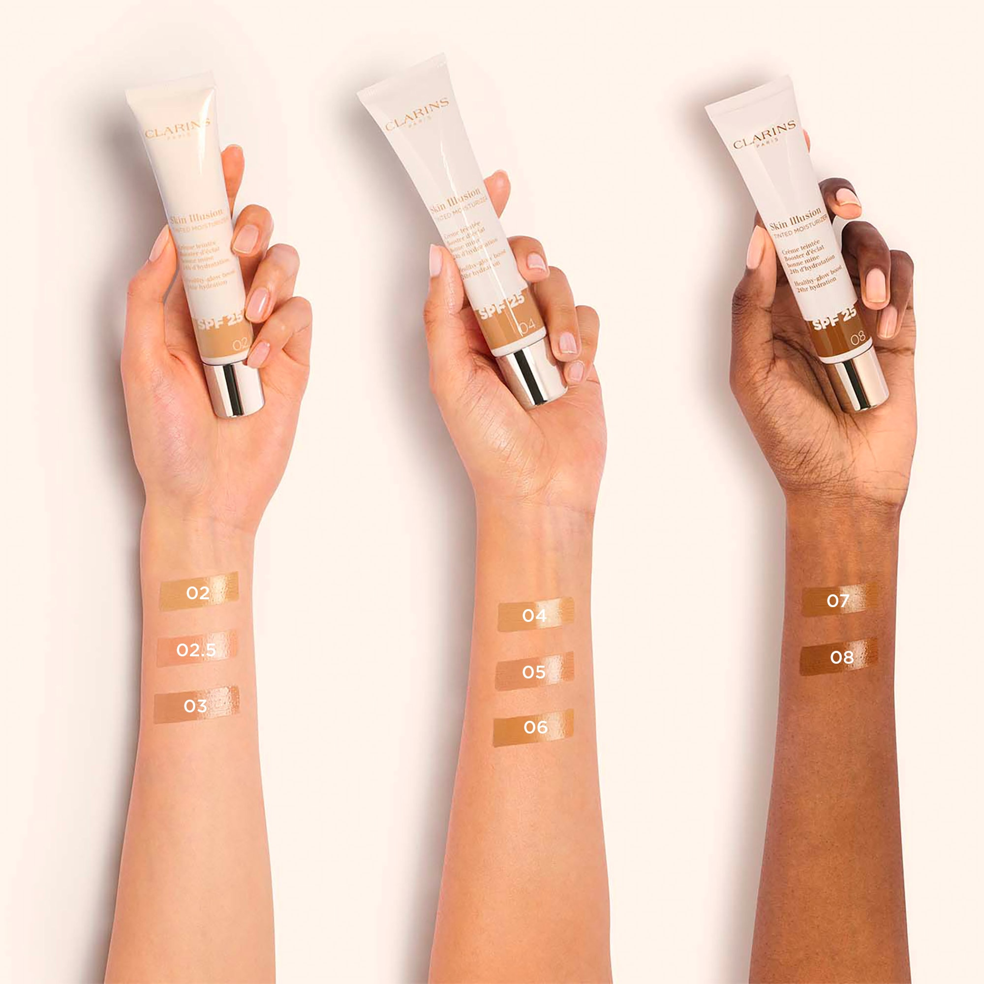  Clarins CREMES TEINTEES Skin illusion tinted moisturizer spf25 - crème teintée booster d'éclat  1 of 4 