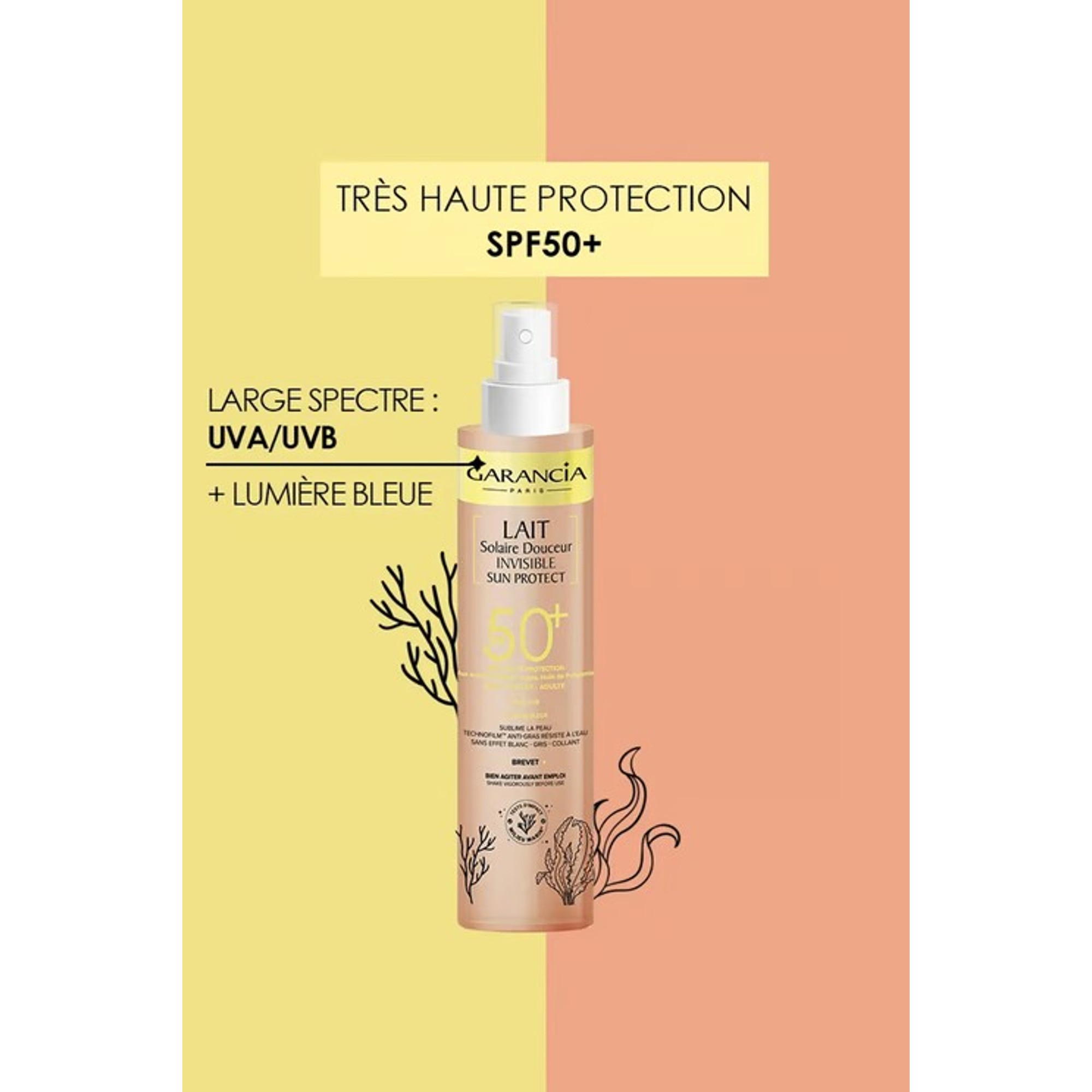 Lait solaire douceur invisible spf50+