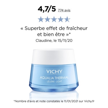 50mL VICHY AQUALIA THERMAL Crème réhydratante légère visage pour peaux normales à mixtes  1 of 4 