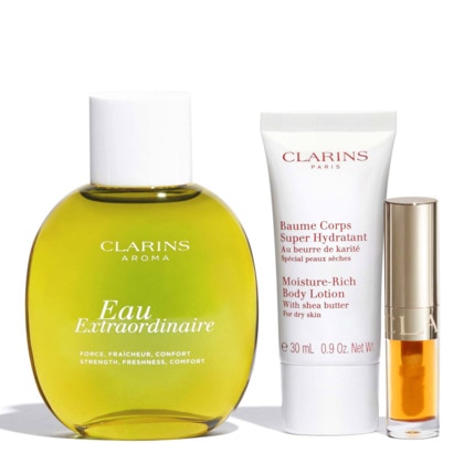 Coffret eau extraordinaire + baume corps super hydratant + lip comfort oil 01 honey + trousse