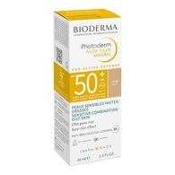 40ML BIODERMA PHOTODERM NUDE TOUCH MINERAL Fluide spf50+ teinté clair, effet peau nue - peaux sensibles mixtes à grasses  1 of 2 