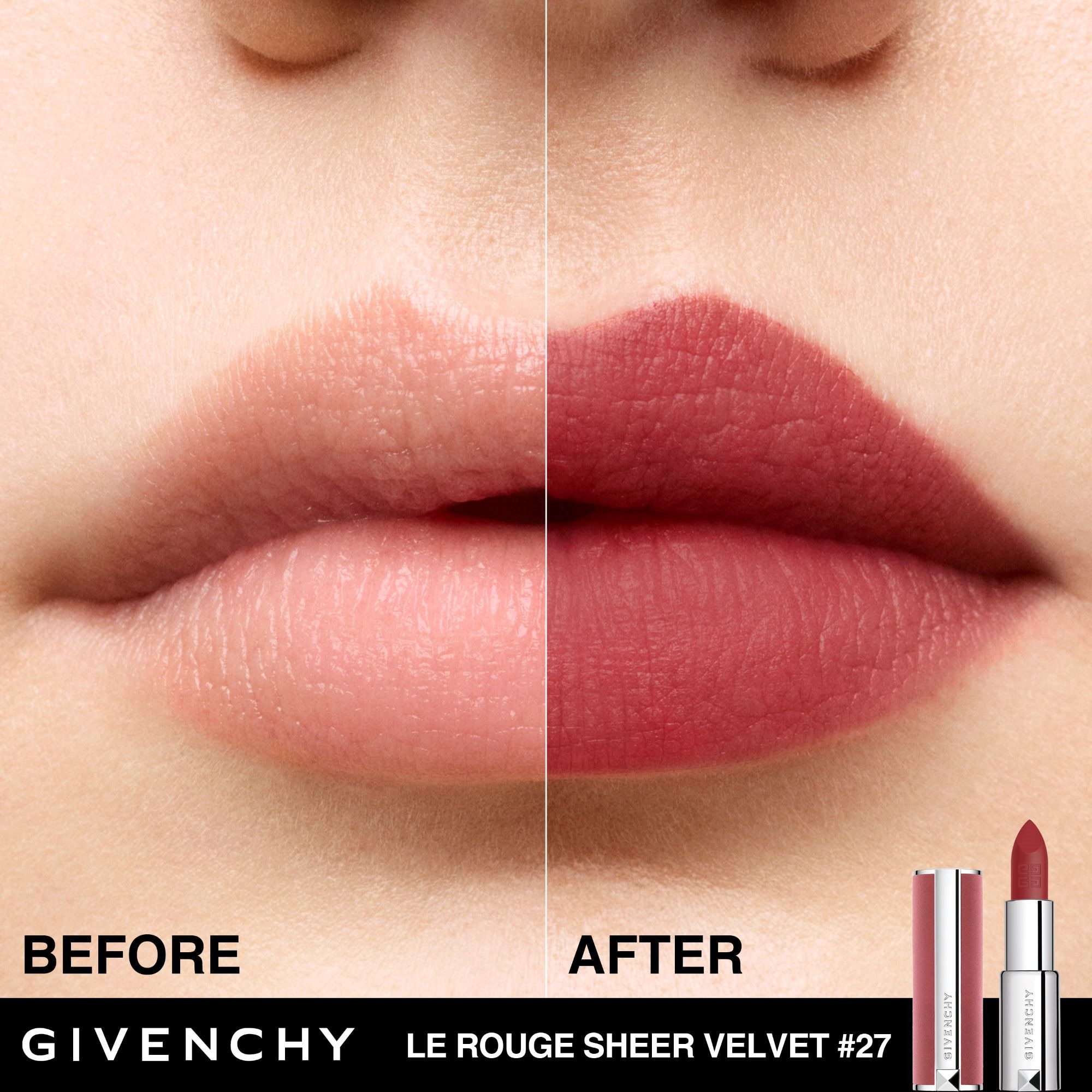  GIVENCHY LE ROUGE SHEER VELVET Rouge à lèvres mat effet floutant - rechargeable  1 of 4 