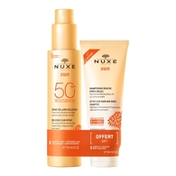 250ml Nuxe NUXE SUN Spray fondant haute protection SPF50 + shampooing douche après soleil  1 of 2 