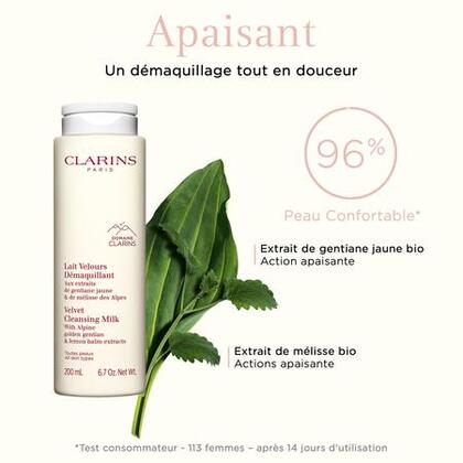 200ML Clarins DEMAQUILLANT VISAGE Lait velours - toutes peaux  1 of 4 