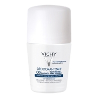 50mL VICHY V HYPOALLERGENIQUE Déodorant 24H actif anti-odeur d'origine naturelle toucher sec peau sensible  1 of 2 