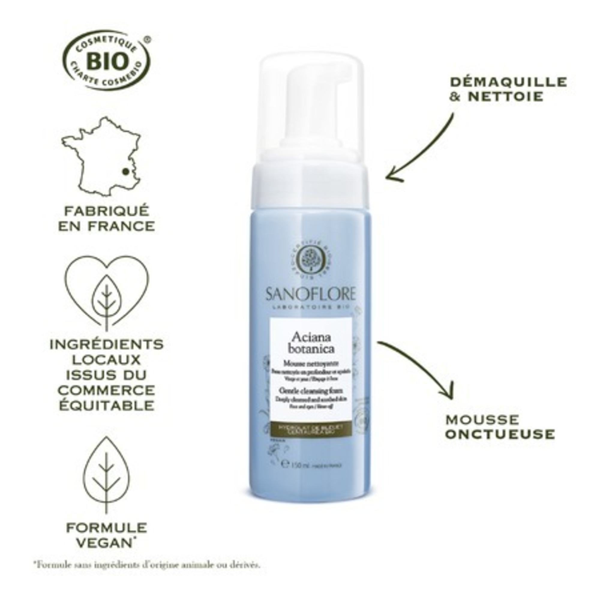 Mousse nettoyante visage et yeux certifiée bio