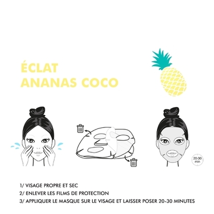 30ML INUWET SOIN VISAGE FRUIT COLLECTION Masque visage eclat ananas coco en bio cellulose  1 of 2 