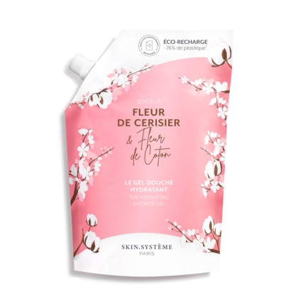 500mL SKIN.SYSTÈME BATH&BODY Gel douche hydratant fleurs de cerisier & fleur de coton - recharge  1 of 3 