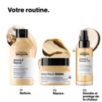 250ML L'ORÉAL PROFESSIONNEL ABSOLUT REPAIR Masque restructurant doré pour cheveux abîmés  3 of 4 Masque restructurant doré pour cheveux abîmés