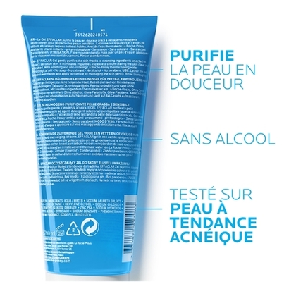 200ML LA ROCHE POSAY EFFACLAR Gel moussant anti-points noirs purifiant doux  1 of 4 