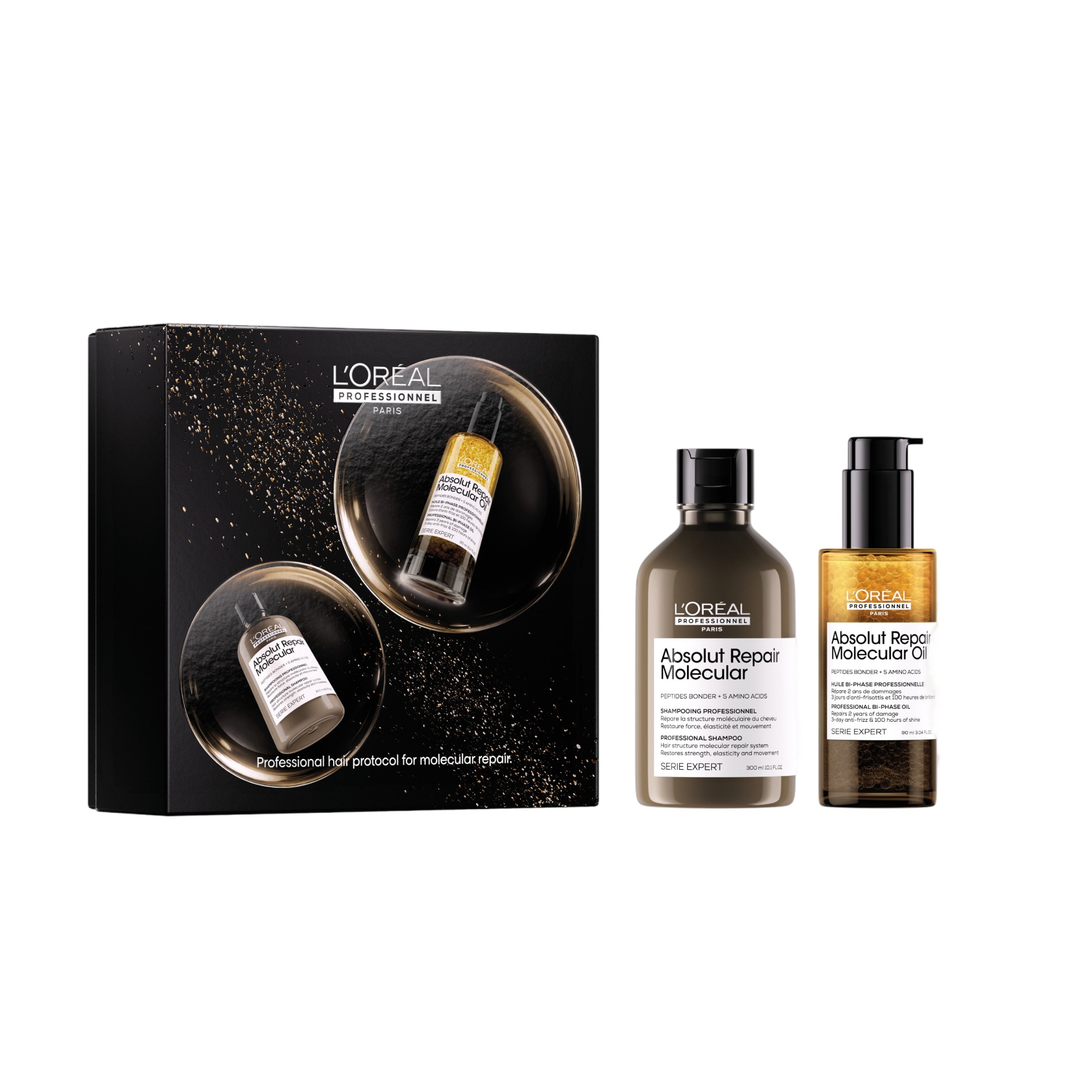 L'ORÉAL PROFESSIONNEL SERIE EXPERT ABSOLUT REPAIR Coffret - shampoing + sérum à rincer + masque + huile 1 of 4 Coffret - shampoing + sérum à rincer + masque + huile