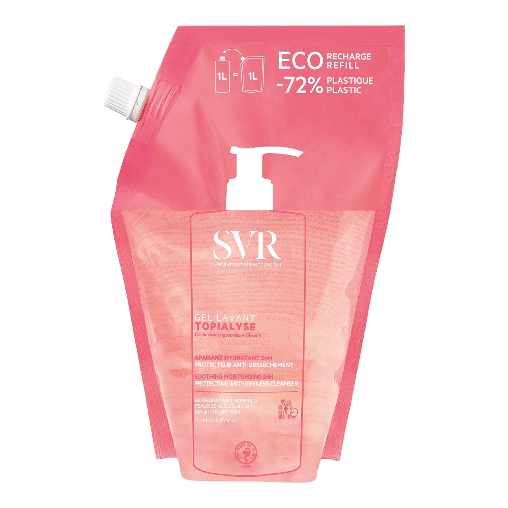 Laboratoire Svr - Topialyse - Gel Lavant Apaisant Hydratant 24h - Recharge - 1l