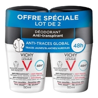 Déodorant 48H efficacité anti-transpirante et anti-traces peau sensibles - lot de 2