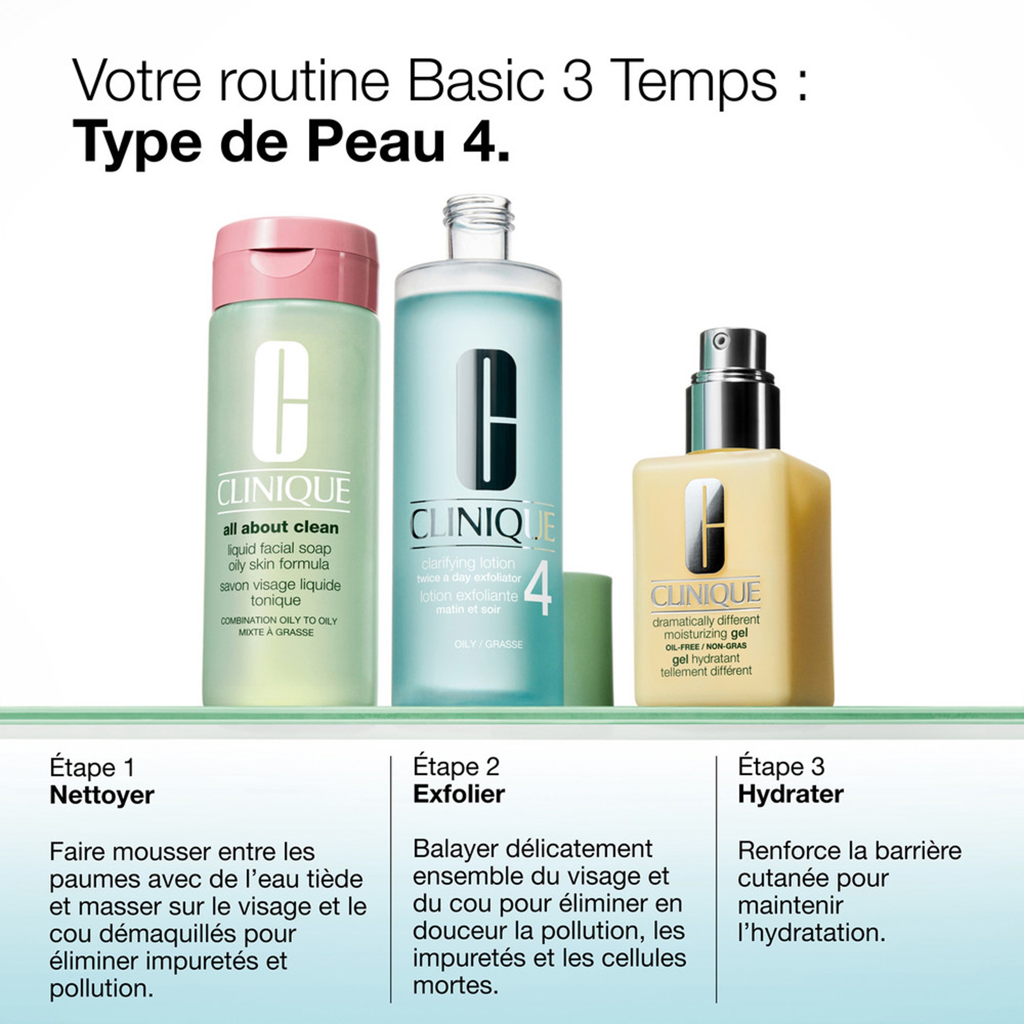 400ML Clinique BASIC 3 TEMPS Lotion exfoliante 4 - peaux grasses  1 of 4 