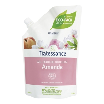 650ML Natessance HYGIENE CORPS Gel douche douceur Ecopack amande pêche de vigne  1 of 1 