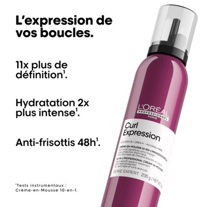 Crème-en-mousse 10-en-1 sans rinçage avec protection thermique