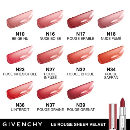  GIVENCHY LE ROUGE SHEER VELVET <br/> Rouge à lèvres Mat effet floutant Rouge à lèvres mat floutant à la texture velours  1 of 4 