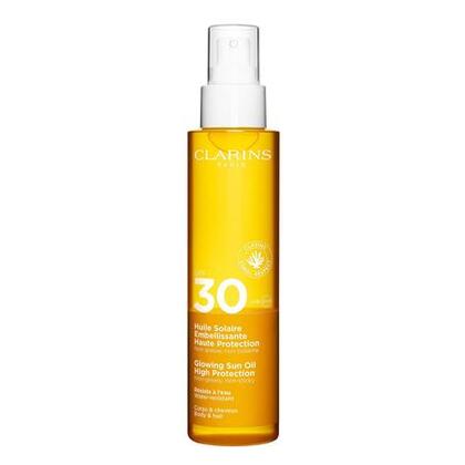 150mL Clarins SOLAIRE Huile solaire embellissante haute protection corps SPF30  1 of 4 