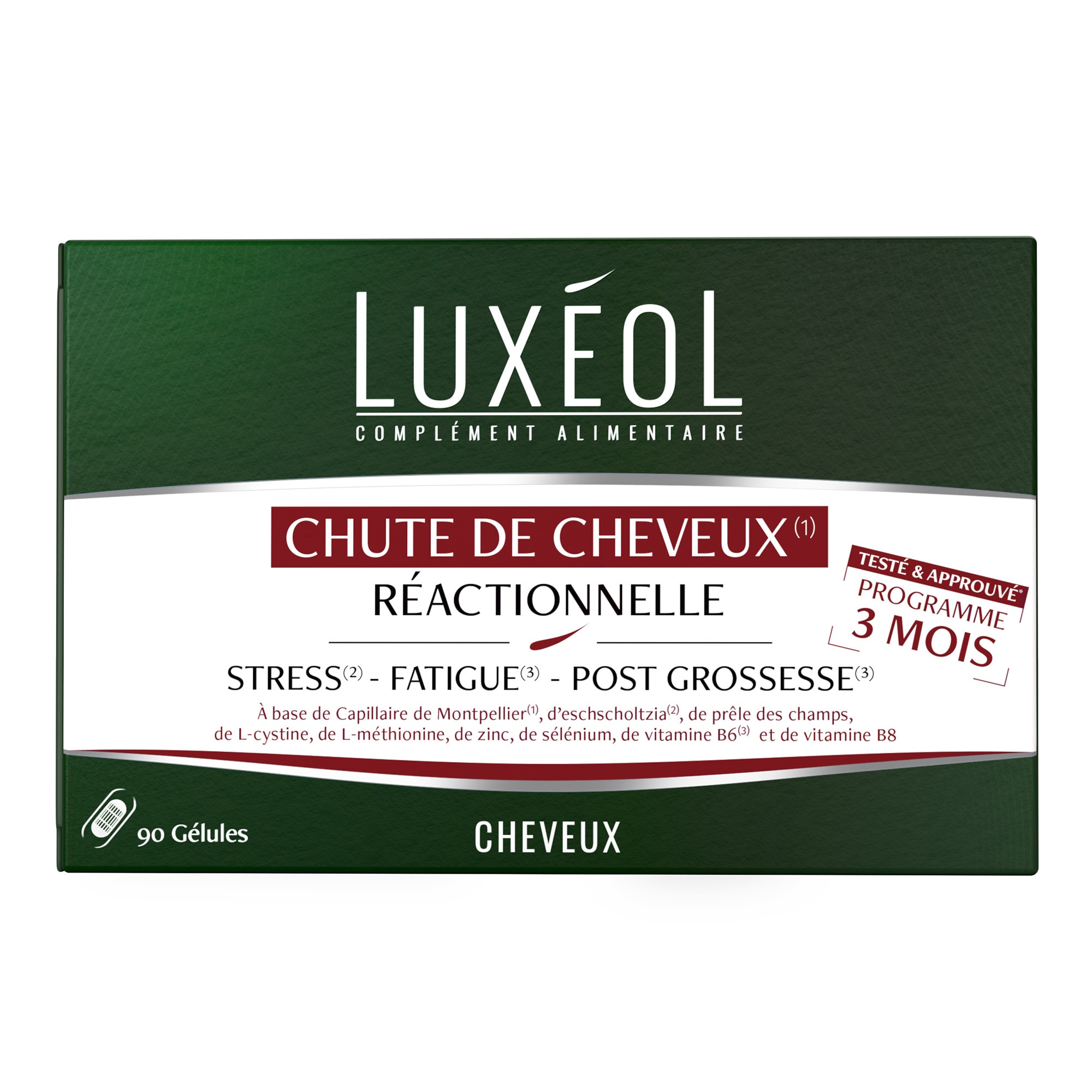 42G Luxeol CHEVEUX Complément alimentaire chute de cheveux réactionnelle - 3 mois 1 of 3
