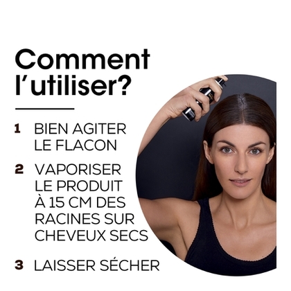 Spray de retouches racines s'estompe en 1 shampooing brun
