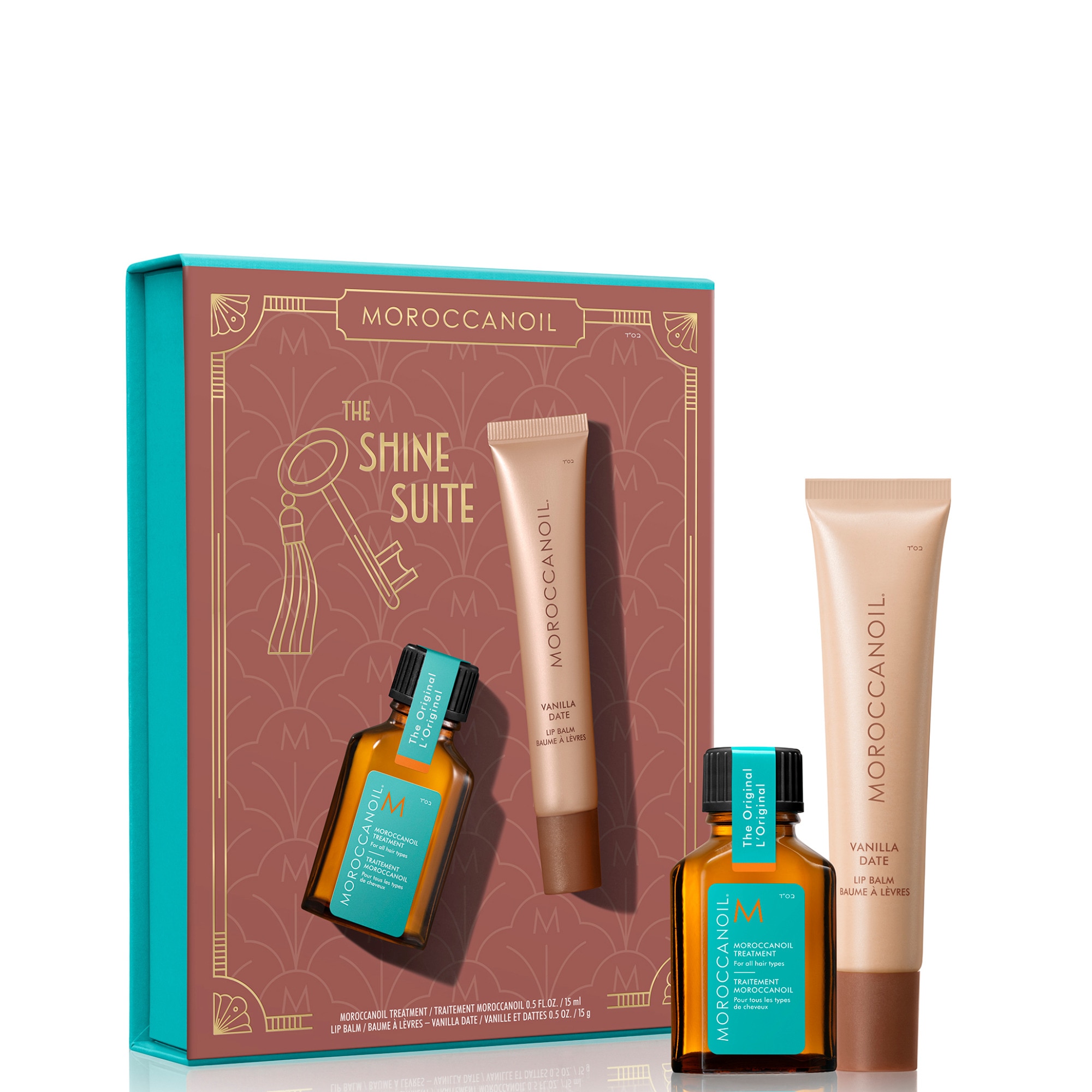 MOROCCANOIL THE SHINE SUITE Coffret - traitement et baume à lèvres 1 of 3 Coffret - traitement et baume à lèvres