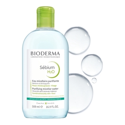 500ML BIODERMA SÉBIUM H2O Eau micellaire purifiante visage & yeux peaux mixtes à grasses  1 of 3 